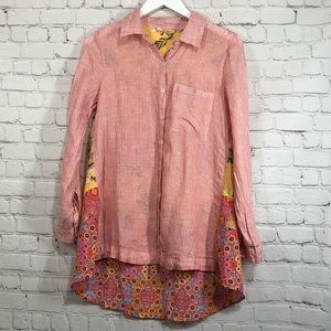 Soft surroundings button down shirt orange bright